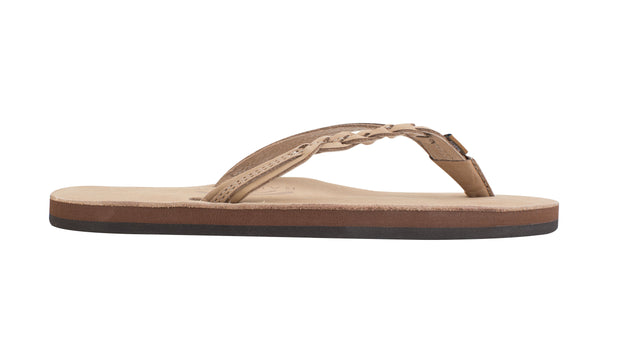 Women's Flirty Braidy - Single Layer Premier Leather with Arch Support with a Braided Strap - Sierra