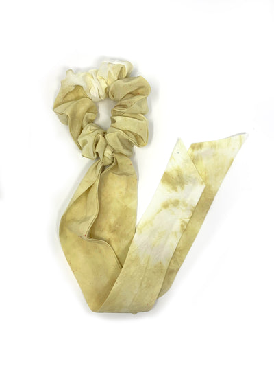 Tie Dye Silk Pony Scarf - Yellow