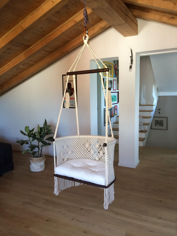 Macrame Hanging Chair with Cushion