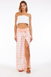 Grand Cayman Skirt - Peach Stripe Tie Dye