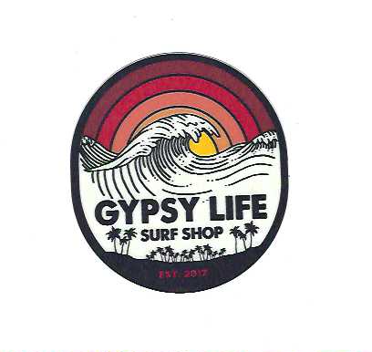 LARGE Gypsy Life Surf Shop Sticker - Replete Wave/Palms Soft