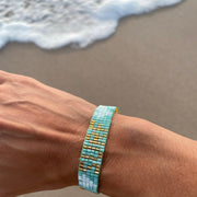 Seed Bead SURF with Heart Bracelet - Mint