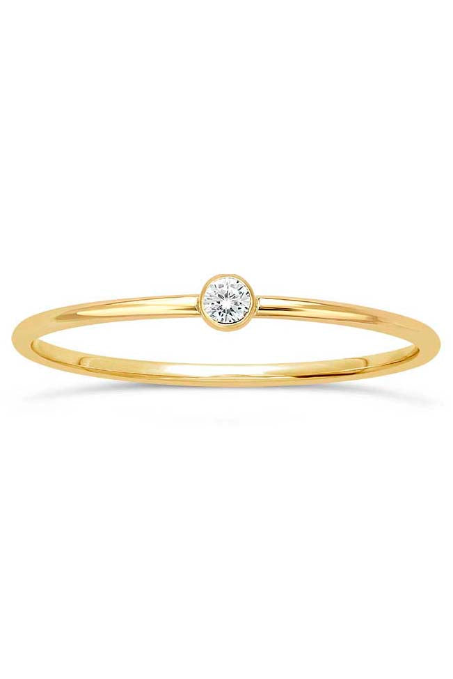 Gypsy Life White Cubic Zirconia Stacking Ring - Yellow Gold-Filled - 2mm