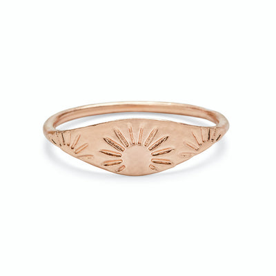 Engraved Sun Ring - Rose Gold