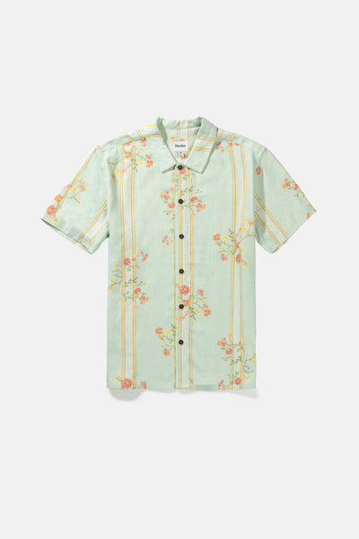 Floral Stripe Linen SS Shirt - Sage