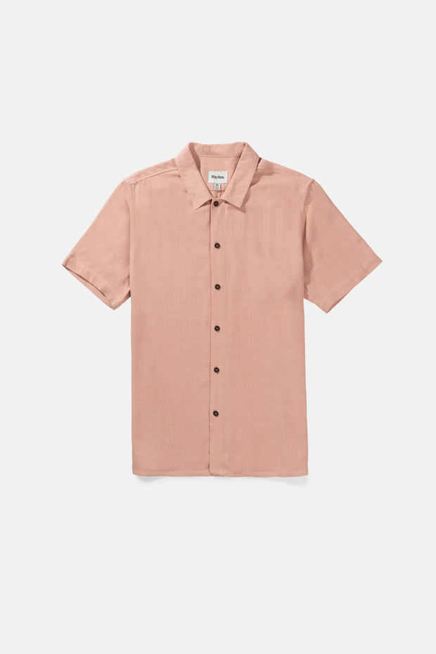 Textured Linen SS Shirt - Guava