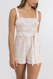 Mimosa Floral Smocked Playsuit - Ivory
