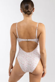 Bouquet Tie Front Underwire One Piece - Ivory