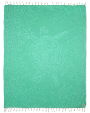 Turquoise Sea Turtle Reef Towel - Large
