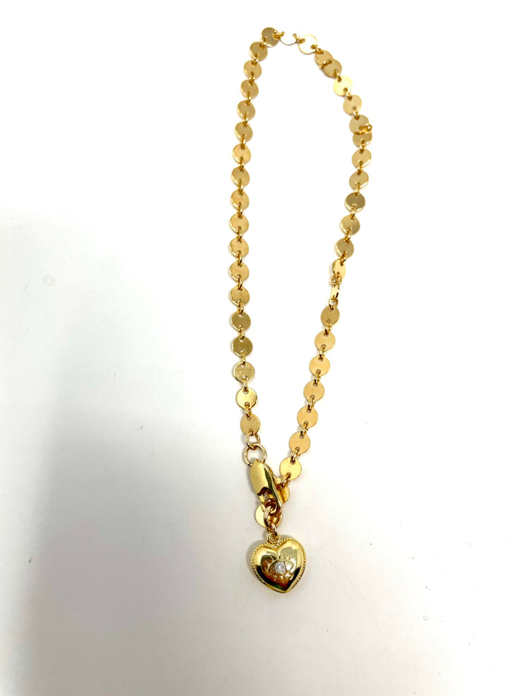 Gypsy Gold Filled Disc With Heart Anklet