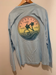 Gypsy Life Surf Shop - Wirery Palms - Dyed Ringspun Long Sleeve Tee - Powder