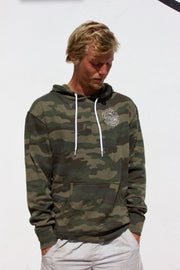 Gypsy Life Surf Shop - OG White Logo - Long Sleeve Hoodie - Green Camo - Independent