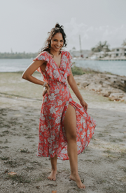 Havana Maxi Wrap Dress - Coral Orchid