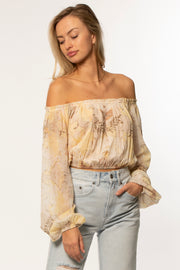 Yasmin LS Woven Top - Desert Mist