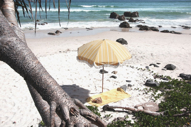 Vintage Yellow Stripe Premium Beach Umbrella